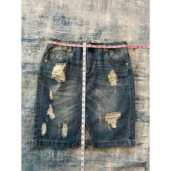 Highway Jeans Distressed Denim Pencil Skirt Size 11 - Picture 5 of 6